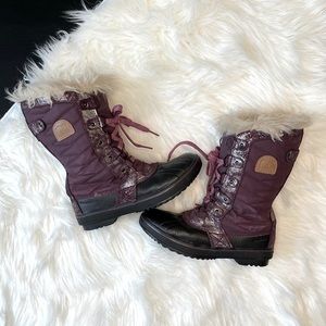 Sorel Torino Purple Iris Silver Glitter Tall Winter Faux Fur Snow Boots